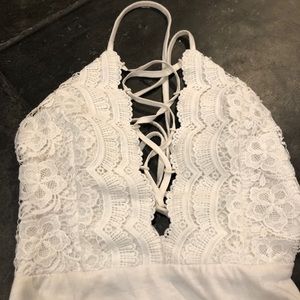 White lace up bodysuit 👀